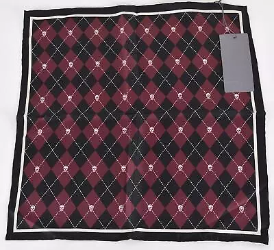 $176.04 • Buy New Alexander McQueen 531535 Argyle Twill Silk Skull Handkerchief Scarf
