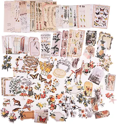 200 Pcs Vintage Scrapbooking Sticker SetRetro Journaling Supplies Aesthetic DIY • £6.93