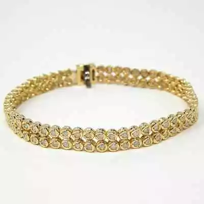 2Ct Round Cut Lab-Created Diamond Women's Tennis Bracelet 14K Yellow Gold Plated • $167.99