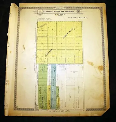 City Of Saginaw & Environs Sec 17 Or Sec 19 Sag. County Michigan 1916 Plat Map • $22.50