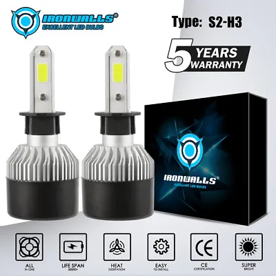 IRONWALLS H3 LED Headlight Conversion Kit 1800W 270000LM Fog Light 6000K Bulbs  • $15.99