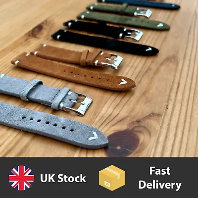£10.80 • Buy Real Suede Leather Vintage  Handmade Watch Strap 20mm