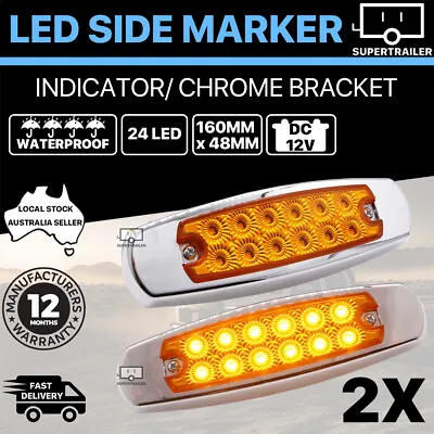 $19.95 • Buy 2X 12V Amber Clearance Lights Side Marker Led Trailer TRUCK LORRY LAMP 24 LED