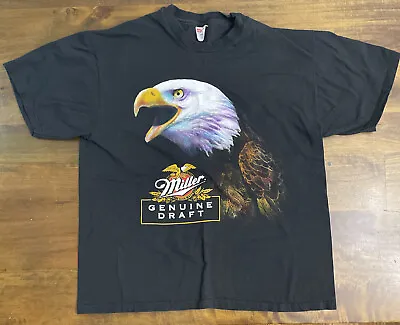 Vintage 90’s MILLER GENUINE DRAFT Premium Beer Eagle Biker Tee Shirt Pop Art XL • $79.99