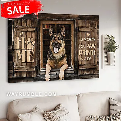 German ShepherdBy The Window Home Is Where The Paw Prints Are -Jesus Landscape • $15