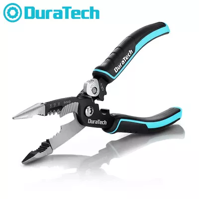 DURATECH 5-in-1 Wire Stripper Tool 8-in Wire Cutter Stripping Needle Nose Pliers • $23.99