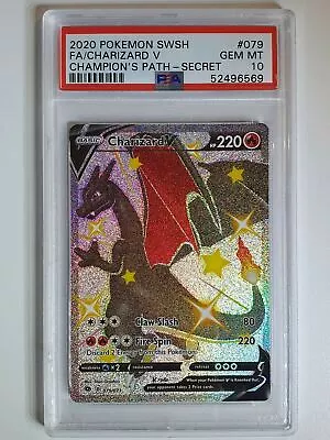 $704.60 • Buy Pokemon Charizard V 079/073 Full Art Champion's Path Secret - PSA 10