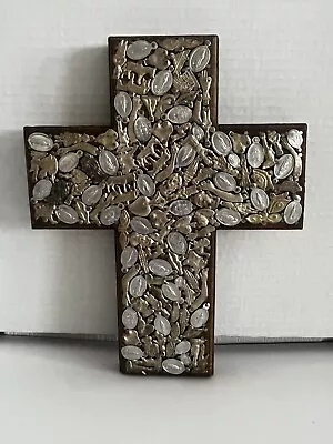 Vintage Mexican Folk Art Wood Cross MILAGROS 10  • $100