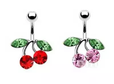 £3.20 • Buy CHERRY - Crystal Belly Bar - Choose Colour & Length: 6mm 8mm 10mm 12mm 14mm 16mm
