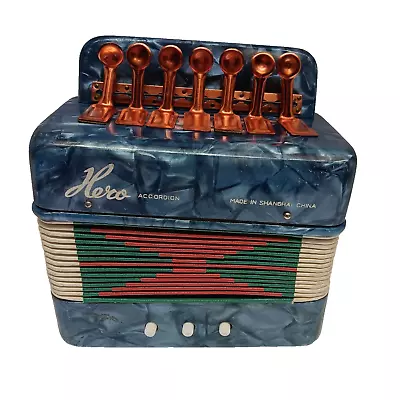 Vintage Hero Blue Accordion Squeezebox Childrens Size Tested Fully Functional • $23.27