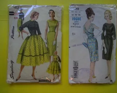 Vogue Vintage Pattern 5845 One Piece Dress Size 12 Bust 32 1950's 60's RETRO • $25