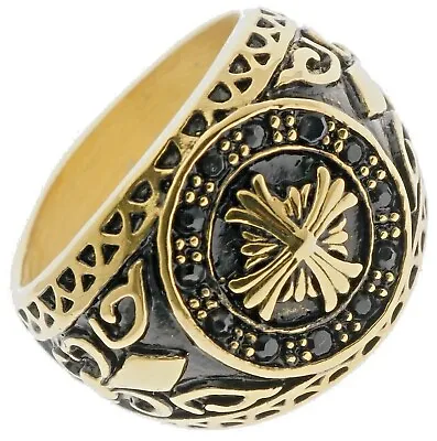 Fleur De Lis French Cross Overlay Stainless Steel Mens Ring Size 9 H6813 T52 • $19.36