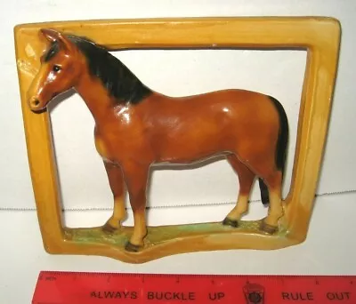 Rare Vintage Mortens Studio 3-D Horse Chalkware Plaque Brown ASIS • $39.99