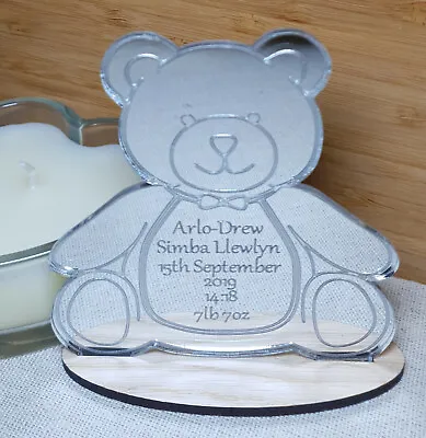 £8.99 • Buy Personalised New Baby Christening Gift Teddy Bear Silver Keepsake Boy Girl