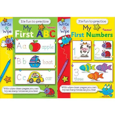 Kids Learning Books ABC Numbers Writing Reading Wipe Clean Pages Fast Shipping • £6.99