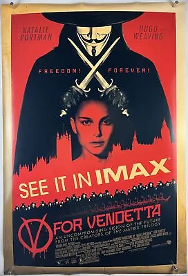 V FOR VENDETTA TEASER Movie Poster (VF-) 1SH DS ROLLED 2006 27x40 Sci-Fi 25782 • $80