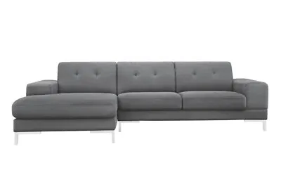 NEW Modern Sectional Sofa Chaise In Gray Fabric - Living Room Set Furniture IRV7 • $1589.97