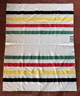 Vintage Pendleton Glacier National Park Wool Blanket 60”x76” Ivory Striped  • $199.99