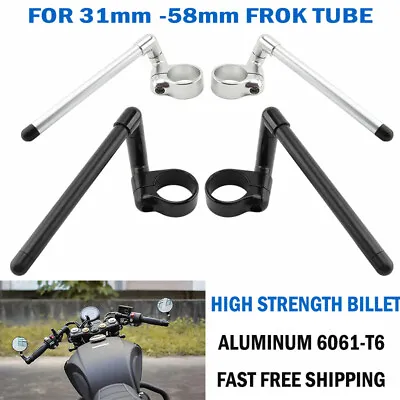 31mm~58mm Cafe Racer Bars 7/8  Motorcycle Universal Clip-On Handlebar Fork Tube • $94.82