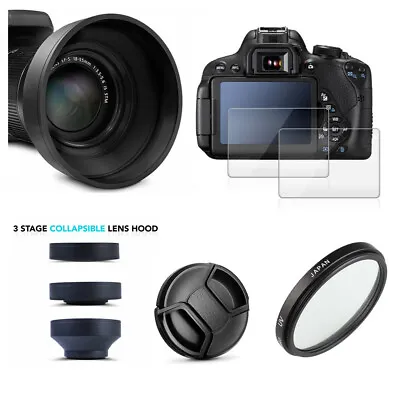 NEW UV Filter + Lens Hood + Cap + Glass LCD Protector For Nikon P900 P950 P1000 • $30.79