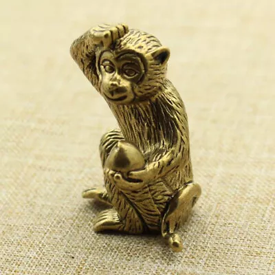 Brass Monkey Figurines Small Statue Home Office Ornament Animal Figurines Toys • $9.20