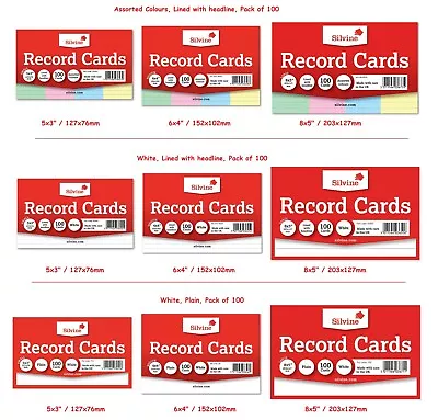 £25.99 • Buy MADE IN UK- Record Revision Index Flash Cards White / Colour Lined Home/Office