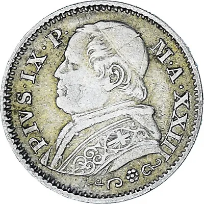 [#347461] Coin Papal States Pius IX 10 Soldi 50 Centesimi 1868-XXIII Sil  • $25.94
