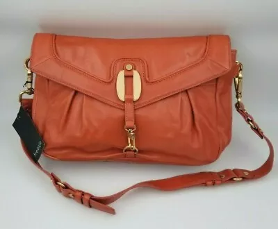 $44.99 • Buy TREESJE Medium Brass Like Hardware Brown Leather Shoulder Satchel Purse Bag NWT