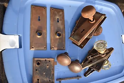 Antique Door Knob Mortise Lock Sets With Back Plates Lot. • $35