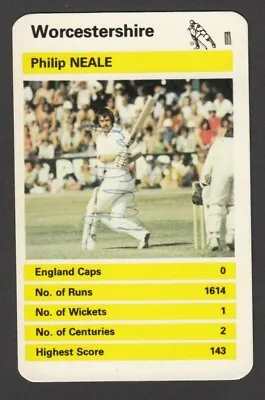 £4.99 • Buy Philip Neale Of Worcestershire Autograph Vintage Top Trumps Card British Cricket