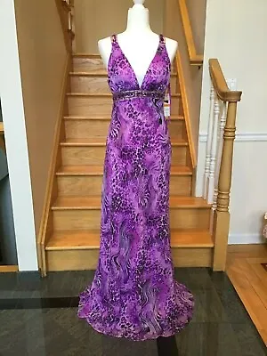 New FAVIANA 6752 Printed Purple Animal Long Prom Formal PAGEANT DRESS GOWN Sz 6  • $89.99