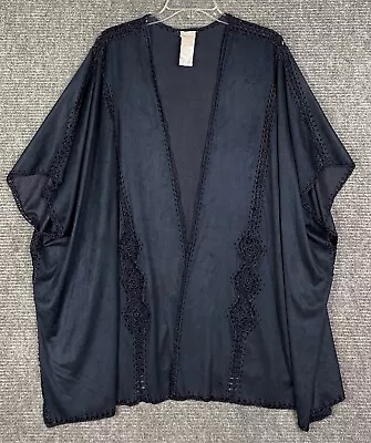 NWT Chico's Crochet Vegan Suede Ruana Covering Navy Blue Size S / M • $59