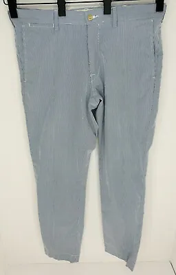 Polo Ralph Lauren Slim Fit Pants Mens 36x32 Seersucker Blue White Railroad • $21.88