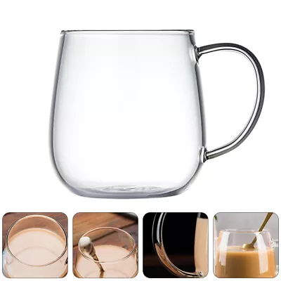 500ml Clear Glass Mug With Handle For Coffee Tea Beverages • £10.35