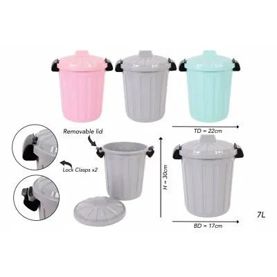 £7.95 • Buy 7L Plastic Kitchen Food Storage Garbage Rubbish Waste Baby Nappy Bin With Lids