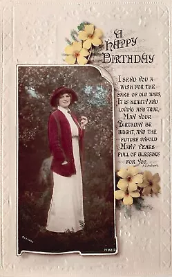 Postcard - Edwardian Actress - Gladys Cooper -  Rotary Photo - Happy Birthday • £2.99