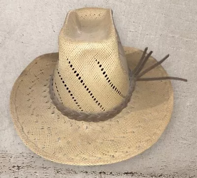 Vintage Artel Open Weave Straw Cowboy Hat Size 7-1/8 USA Make Offer!!! • $14.95