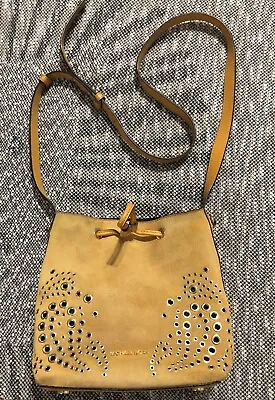 MICHAEL Michael Kors Cary Embellished Suede Bucket Crossbody Honey Colored • $99.99