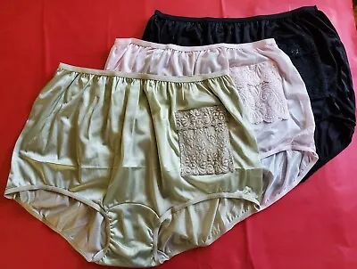 $18.99 • Buy 3 Size 8 Nylon Assorted Panties Secrete Lace Pocket For Cash, Card, Condoms Etc