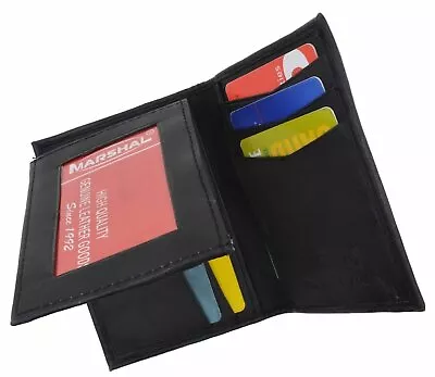 L-Shape Flap Up Lambskin Leather Wallet With ID And Credit Card Slots Mens • $10.99