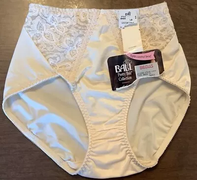 Vintage Pretty Bali Satin & Lace Light Control Brief Panty 8404 Ivory Small NWT • $15.99