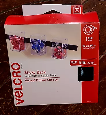 Velcro Sticky Back -General Purpose Stick On- (Black 15ft X 3/4 In Roll) #90276 • $19.87