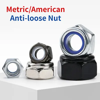 Hex Nylon Insert Locking / Anti-Loose Nuts Carbon Steel M2-M16 1/4 5/16 3/8 • $1.60