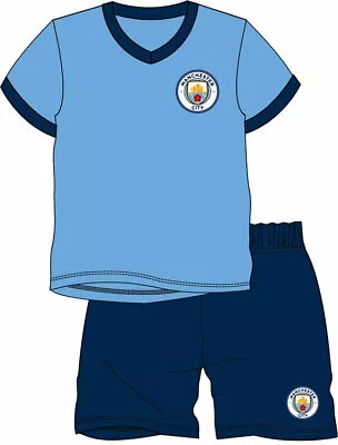 Boys Official Licensed Manchester City Short Pyjamas 2 - 12 Yrs Man City PJ'S • £7.95