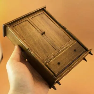 1:12  Dark Oak Wooden Wardrobe Doll House Miniature Room Furniture • $12.52