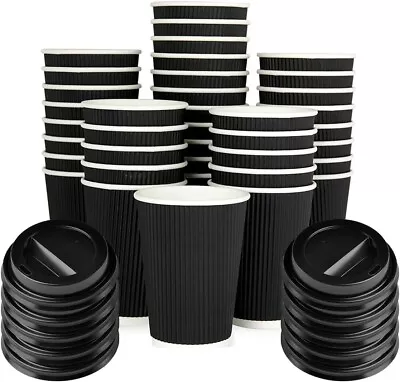 Takeaway Coffee Cups With Lids - 50 Pack - Great 12# OZ Coffee Cups For Takeaway • £11.99