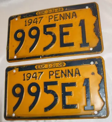 1947 Pennsylvania Matched Pair PA License Plate 995E1 Vintage • $27.49