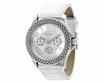 I By Invicta Qtz Women's Silver Case - White Leather Strap Watch - 38mm IBI36518 • $64.99