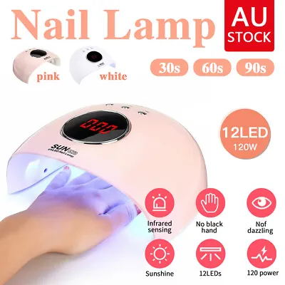 120W UV Nail Lamp LED Light Professional Polish Dryer Builder Gel Curing Device • $21.99