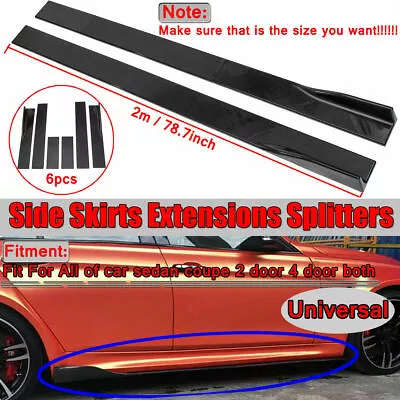 2m 78.7  Universal Side Skirts Extension Rocker Panel Splitter Lip Glossy Black • £24.95